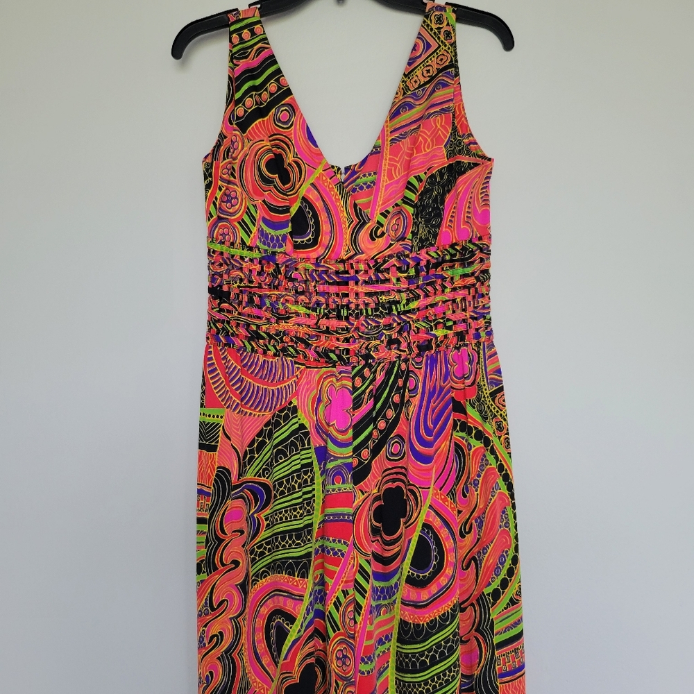 Vintage 70s 80s Vibrant Print Genie Artsy Multicolor Wide Leg Jumpsuit Sz Small - Picture 16 of 16